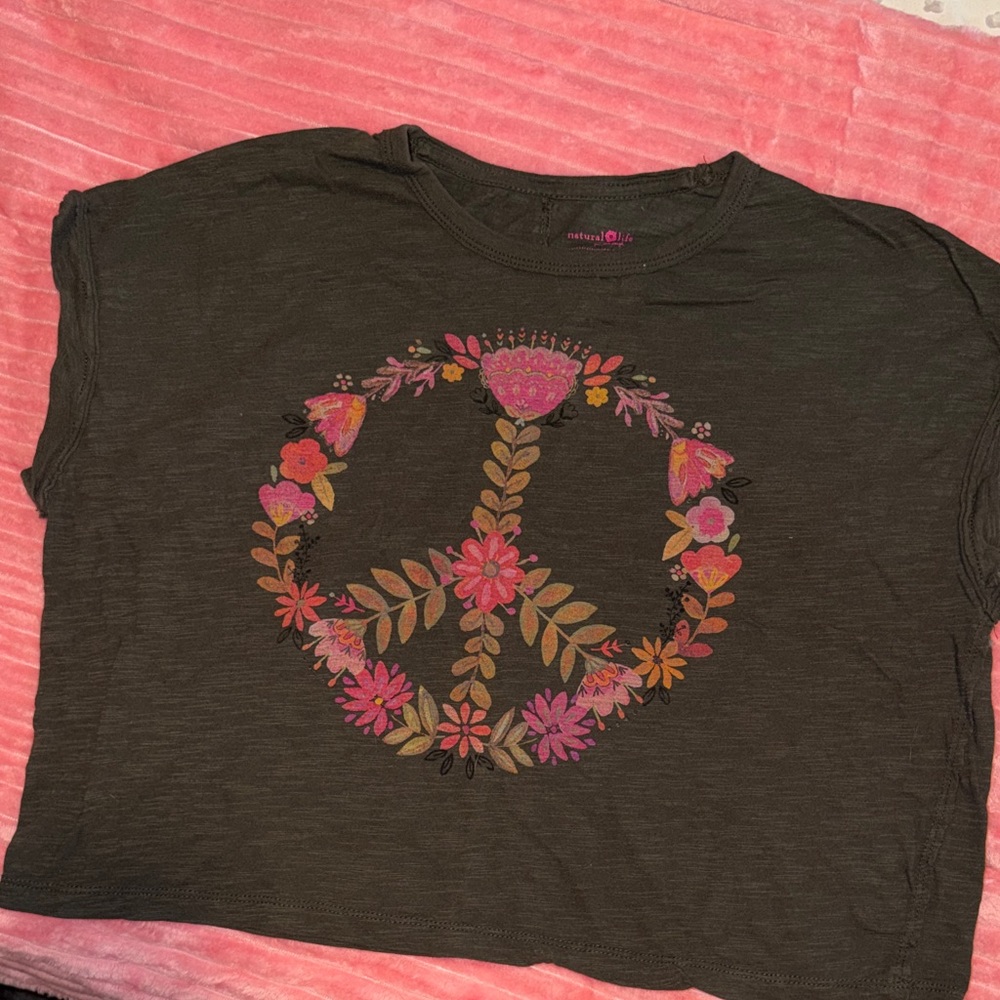 NATURAL LIFE Olive Green Peace Sign Tank Top